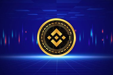 binance-bnb virtual currency image in the digital background. 3d illustrations. clipart