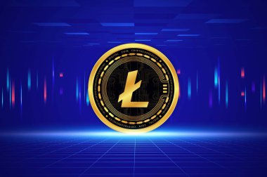  Litoin-ltc sanal para birimi görüşleri. 3d illüstrasyon