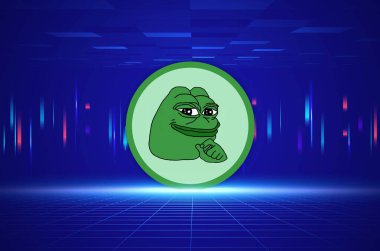 Dijital arkaplandaki pepe logosunun görüntüleri. 3d illüstrasyon.
