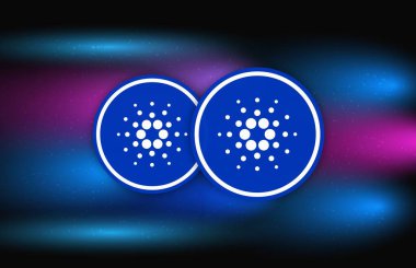 Dijital arkaplanda cardano-ada sanal para birimi resmi. 3d illüstrasyon.