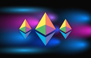 ethereum-eth sanal para birimi resimleri. 3d illüstrasyon.