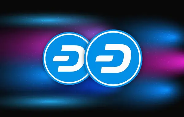 dash virtual currency logo, 3d illustrations.
