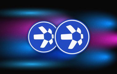 dijital arkaplanda quant-qnt sanal para birimi resmi. 3d illüstrasyon.