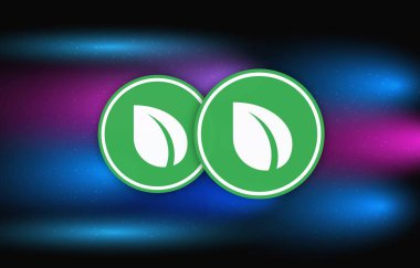 Dijital arkaplanda Peercoin-peer şifreli para birimi resimleri. 3d illüstrasyon.