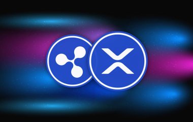 Dijital arkaplanda dalgalı-xpr sanal para birimi resimleri. 3d illüstrasyon.