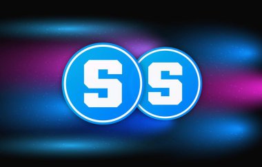  Soyut arka planda kum havuzu ve sanal para birimi logosu. 3d illüstrasyon.