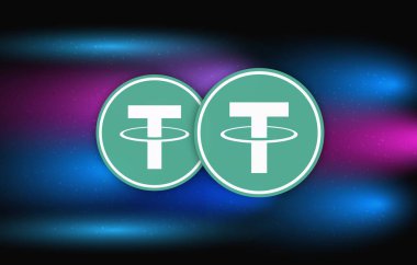 Dijital arkaplanda sanal para birimi resimleri var. 3d illüstrasyon.