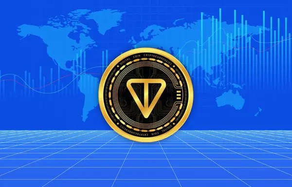 Toncoin Tonne Virtuelle Währung Bilder Auf Digitalem Hintergrund Abbildungen Stockfoto