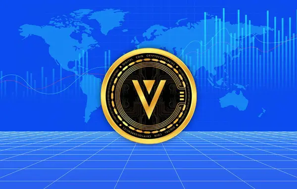 stock image verge-xvg virtual currency image in the digital background. 3d illustrations.