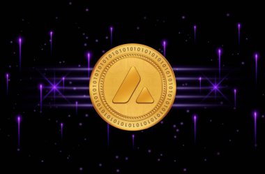 Dijital arkaplanda çığ-avax sanal para birimi görüntüsü. 3d illüstrasyon.