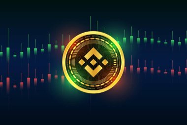 dijital arkaplanda binance-bnb sanal para birimi resmi. 3d illüstrasyon.