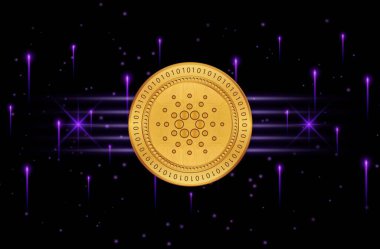 Dijital arkaplanda cardano-ada sanal para birimi resmi. 3d illüstrasyon.