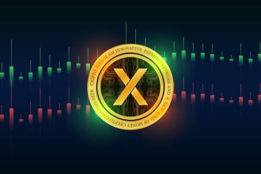Dijital arkaplanda dydx şifreleme resmi. 3d illüstrasyon.