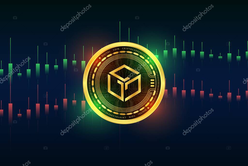 Gala virtual currency image in the digital background. 3d illustrations.