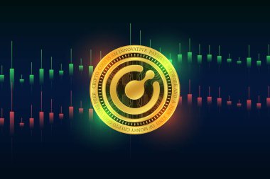 Komodo-kmd sanal para birimi logo resimleri. 3d illüstrasyon.