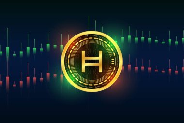Hedera hashgraph-hbar sanal para birimi resimleri. 3d illüstrasyon.