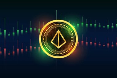  Loopring-lrc sanal para birimi resimleri. 3d illüstrasyon.