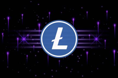  Litoin-ltc sanal para birimi görüşleri. 3d illüstrasyon