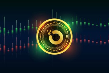 Dijital arkaplanda orkide-oxt sanal para birimi resimleri. 3d illüstrasyon.