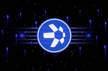 dijital arkaplanda quant-qnt sanal para birimi resmi. 3d illüstrasyon.