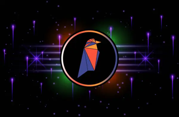 stock image Ravencoin-rvn cryptocurrency images on digital background. 3d illustration.