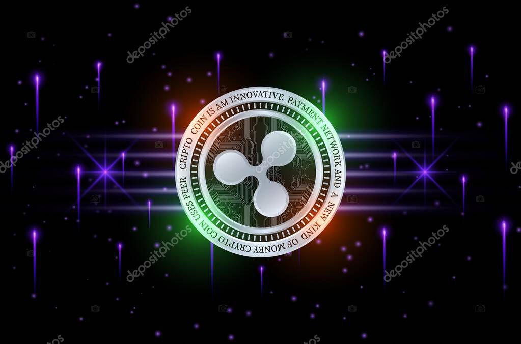 Ripple-xpr virtual currency images on digital background. 3d illustrations.