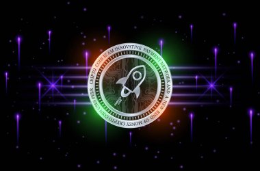 Dijital arkaplanda yıldız-xlm şifreli para birimi resimleri. 3d illüstrasyon.