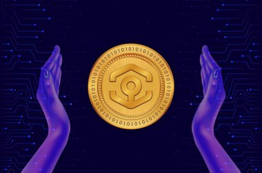 Dijital arkaplanda Ankr sanal para birimi resmi. 3d illüstrasyon