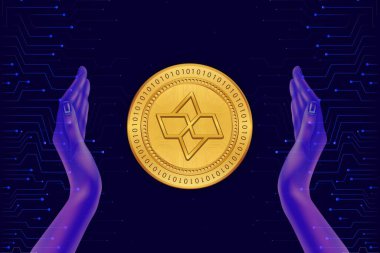 dijital arkaplanda kartesi-ctsi sanal para birimi resmi. 3d illüstrasyon.