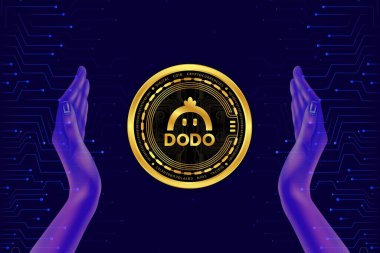 Dijital arkaplanda dodo sanal para birimi resmi. 3d illüstrasyon.