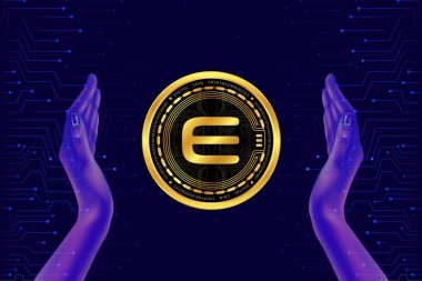 enjin-enj sanal para biriminin dijital arkaplan resmi. 3d illüstrasyon.