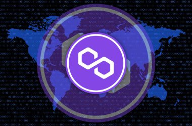 Dijital arkaplanda çokgen-matik kripto para birimi resimleri. 3d illüstrasyon.