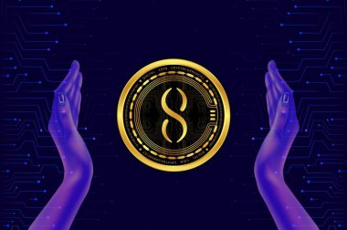 Tekillik-Agix sanal para biriminin görüntüleri. 3d illüstrasyon