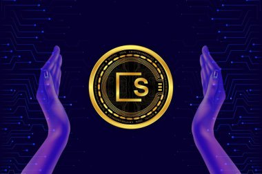 Dijital arkaplanda skale-skl şifreli para birimi logoları var. 3d illüstrasyon.