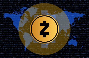 Zcash-zec sanal para biriminin dijital arkaplan resmi. 3d illüstrasyon.