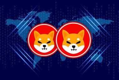 Shiba renkli arka planda sanal para birimi görselleri. 3d illüstrasyon.