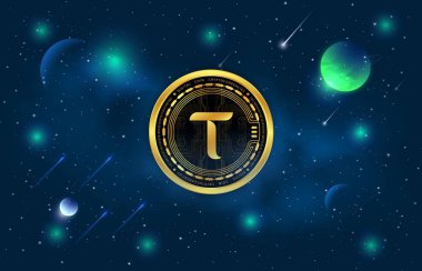 Bitttensor-tao kripto para birimi resimleri. 3 boyutlu illüstrasyon. dijital paralar.