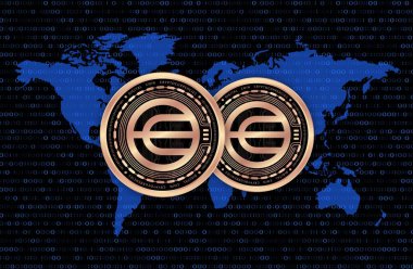World coin-org şifreleme para birimi resimleri. 3 boyutlu illüstrasyon. dijital paralar.