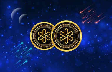 Sanal paralar ve logoları. Göçük sanal para birimi logosu. 3d illüstrasyon.