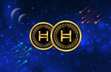 Hedera hashgraph-hbar sanal para birimi resimleri. 3d illüstrasyon.