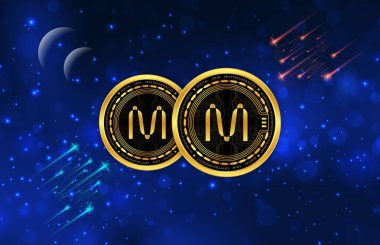 Dijital bir arka planda mina coin sanal para birimi görüntüsü. 3d illüstrasyon.