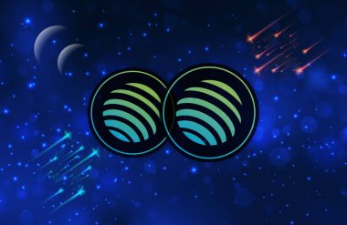 Jupiter-jup sanal para biriminin dijital arkaplan resmi. 3d çizimler.