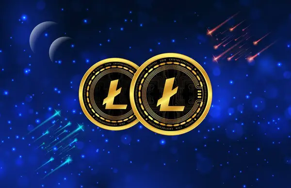 stock image  views of the litecoin-ltc virtual currency. 3d illustration