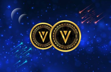 verge-xvg virtual currency image in the digital background. 3d illustrations. clipart