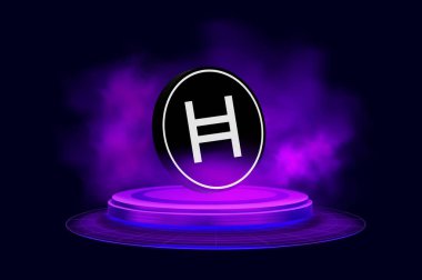 Hedera hashgraph-hbar sanal para birimi resimleri. 3d illüstrasyon.