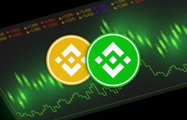 dijital arkaplanda binance-bnb sanal para birimi resmi. 3d illüstrasyon.