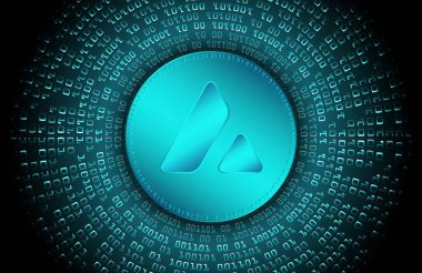 Dijital arkaplanda çığ-avax sanal para birimi görüntüsü. 3d illüstrasyon.