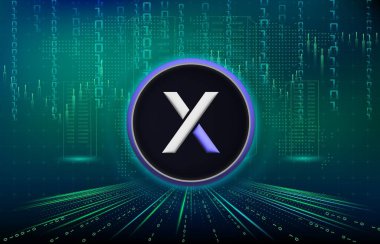 Dijital arkaplanda dydx şifreleme resmi. 3d illüstrasyon.