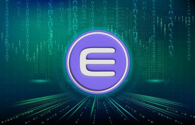 enjin-enj sanal para biriminin dijital arkaplan resmi. 3d illüstrasyon.