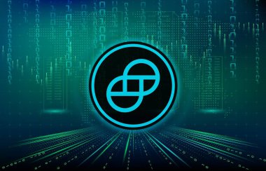 Dijital arkaplandaki ikizler dolar desenli sanal para birimi görüntüleri. 3d illüstrasyon.